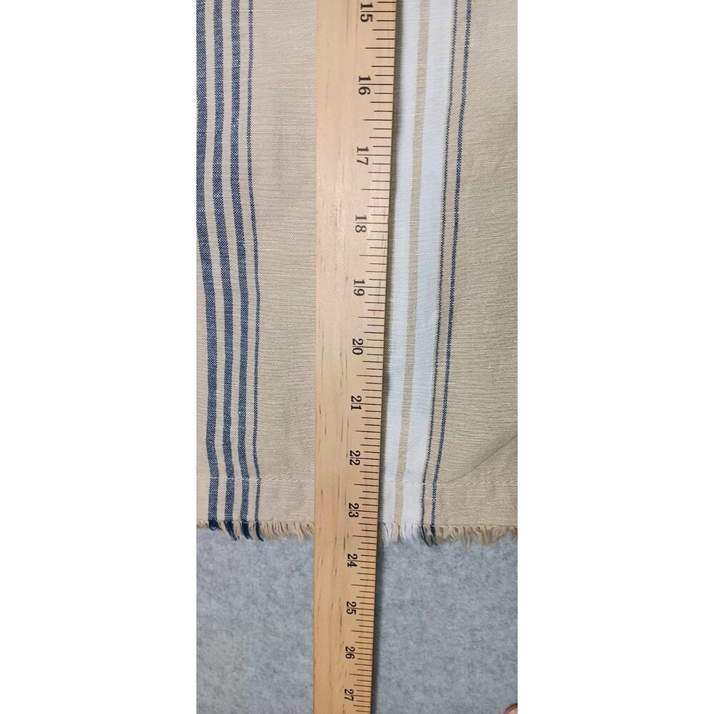 Liz Claiborne Linen Blend Sleeveless Tank Top Medium Beige Striped Fringe Beach - Picture 9 of 12